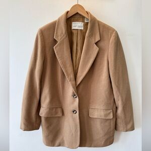 Lord & Taylor Vintage Tan Women's Blazer Wool and Cashmere jacket size 14